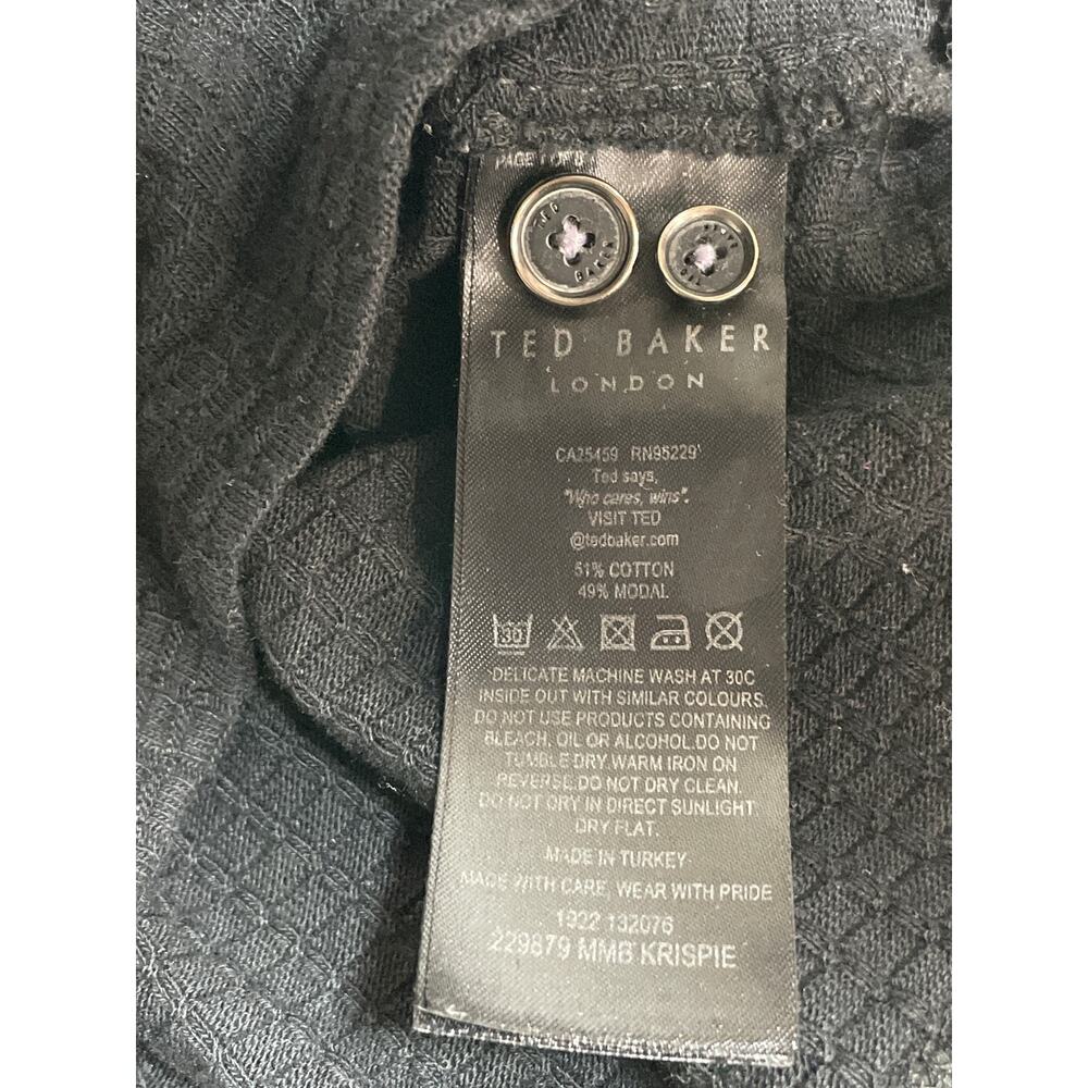 Ted Baker London Black Waffle Knit Collared Long Sleeve Sweatshirt Sweater Top 2 - Picture 6 of 6